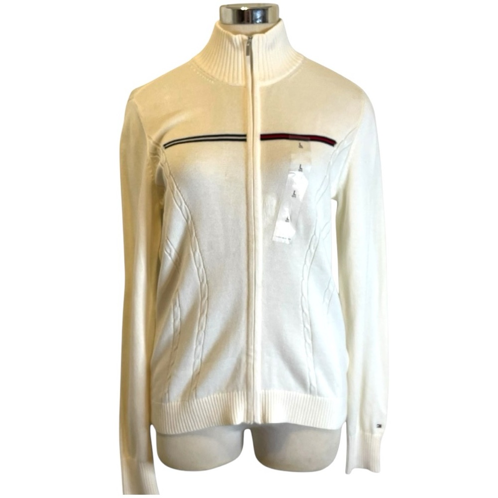 Tommy Hilfiger White Zip-Up Sweater NWT